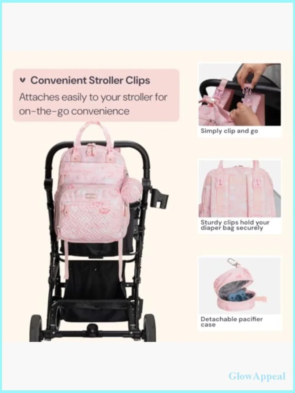 Diaper Bag Backpack - Baby Essentials Travel Tote with Changing Pad & Stroller